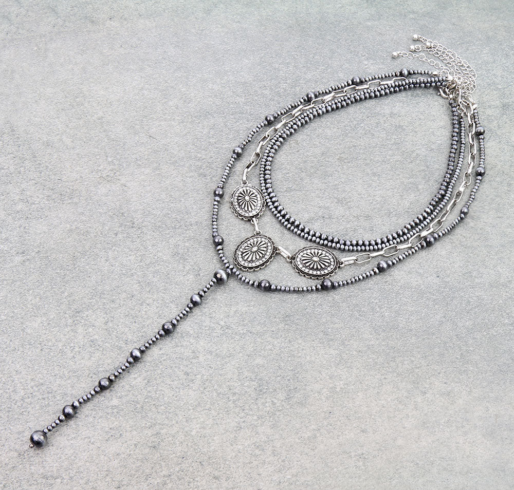 Amy 4 Layer Navajo Rhinestone Concho Y Necklace