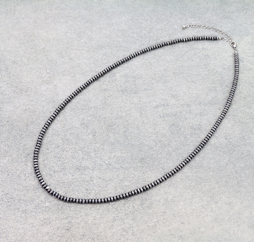 Northern 4mm Fashion Navajo Saucer Bead Necklace - Silver