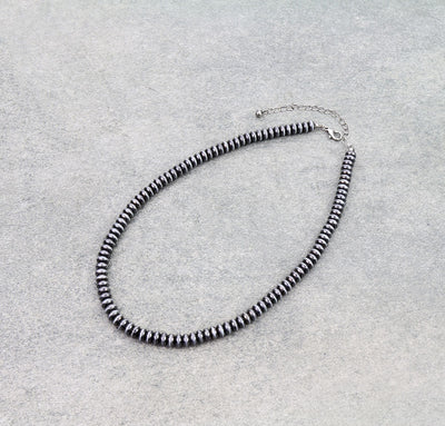 Eastern 6mm Fashion Navajo Saucer Bead Necklace - Silver