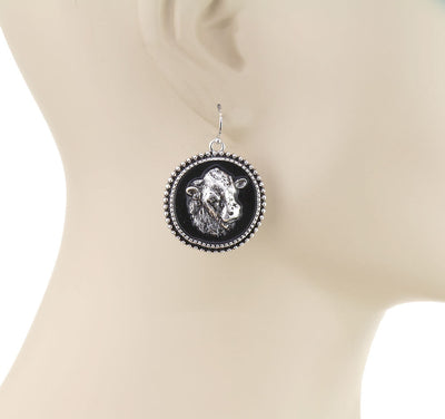 Belle Fashion 3D Cow Head Necklace Or Earrings - Silver