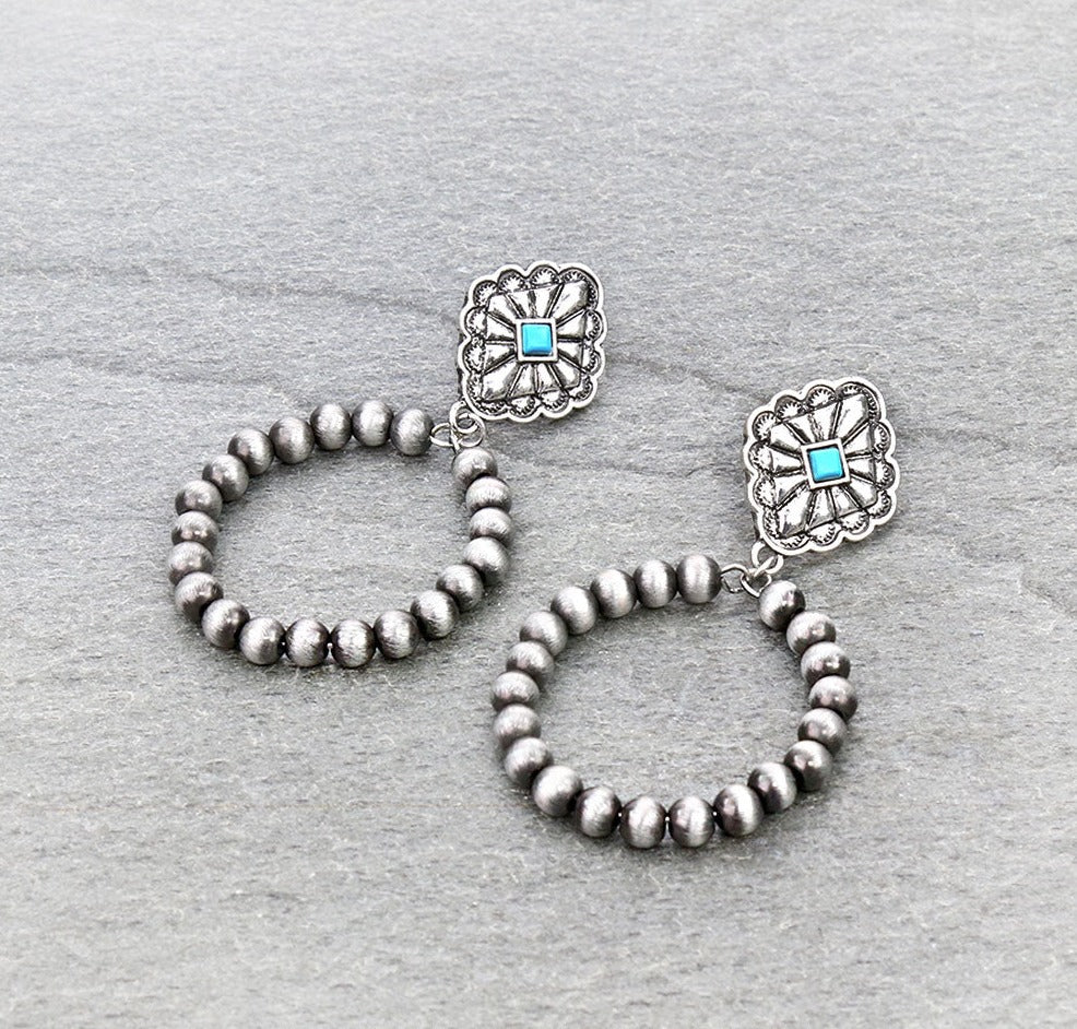 Sandman Fashion Concho Post Navajo Hoop Earrings - 3"