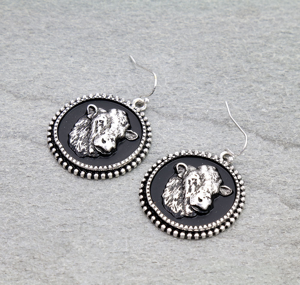 Belle Fashion 3D Cow Head Necklace Or Earrings - Silver