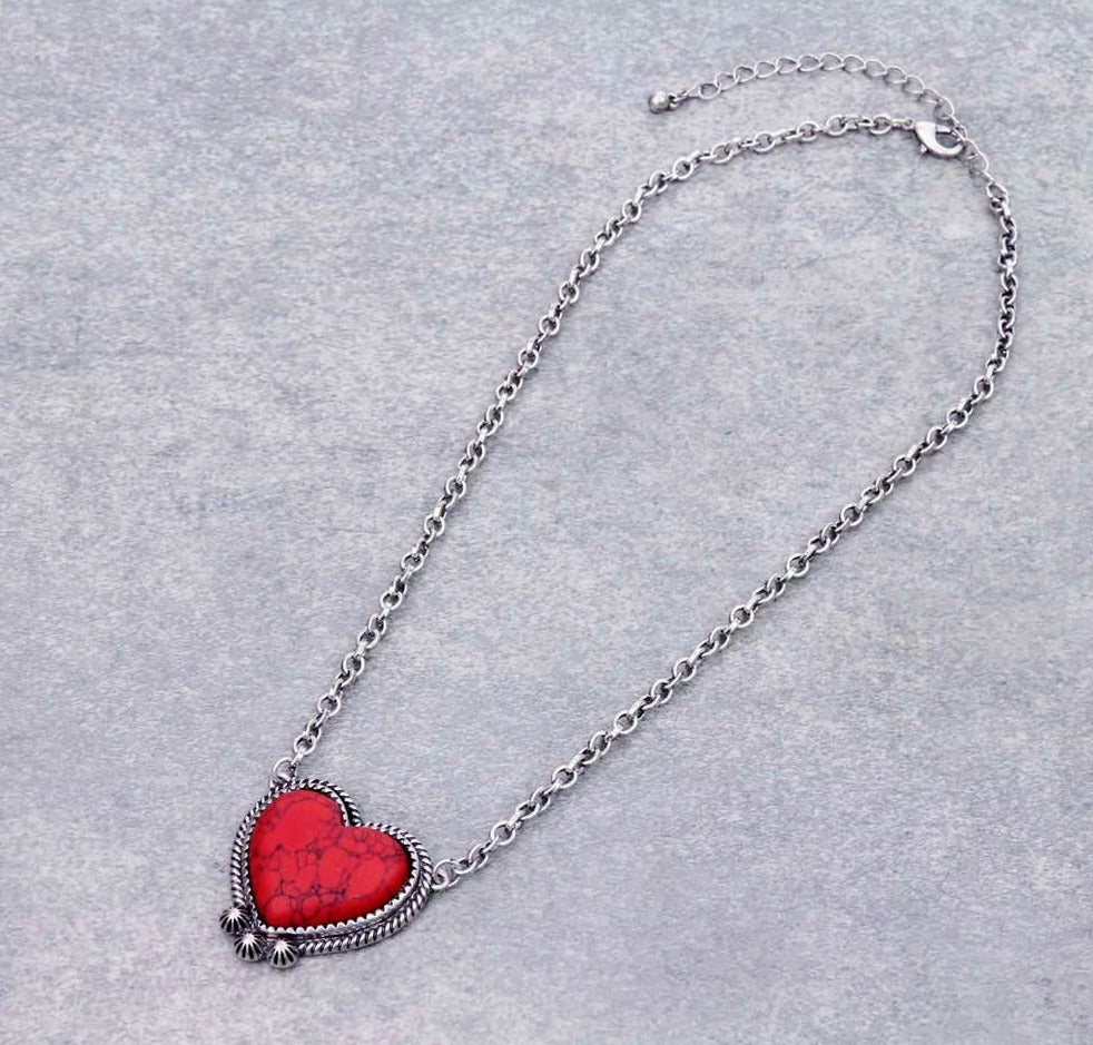 Heart of Texas Pendant Necklace - Red 1.75"