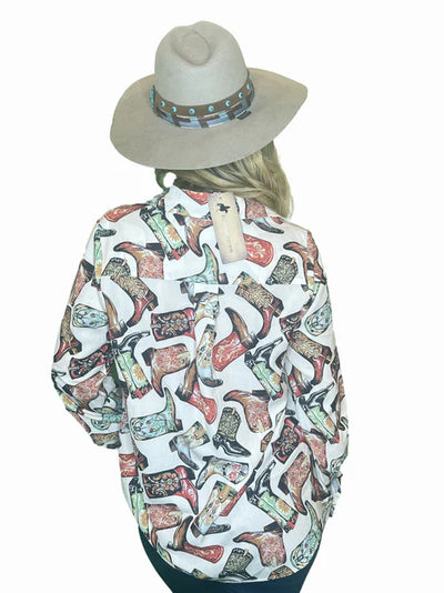 Western Boots Button Down
