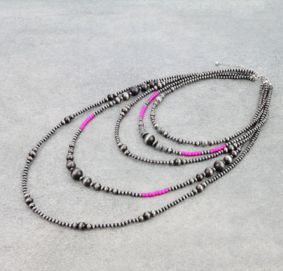 Bomine 5 Layer Varied Navajo & Stamped Bead Necklace - 30"