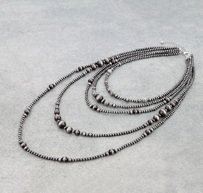 Bomine 5 Layer Varied Navajo & Stamped Bead Necklace - 30"