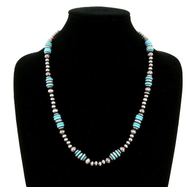 Niagara Turquoise Saucer Navajo Necklace - 24"