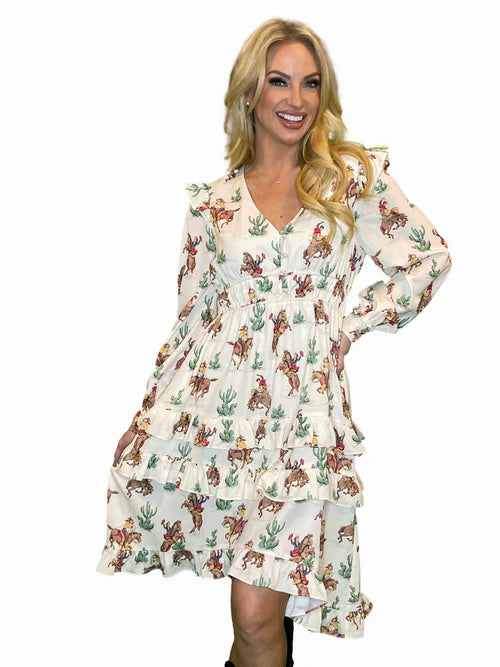 Cowboy Button Down Ruffle Dress