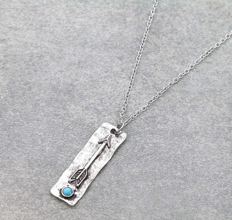 Calhoun Link Chain Necklace With Rectangle Arrow Pendant - 18"