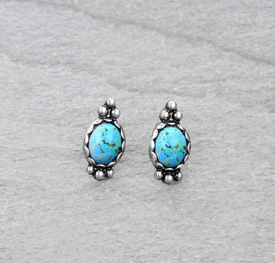 Bissel Stone Stud Earrings With Ball Detail
