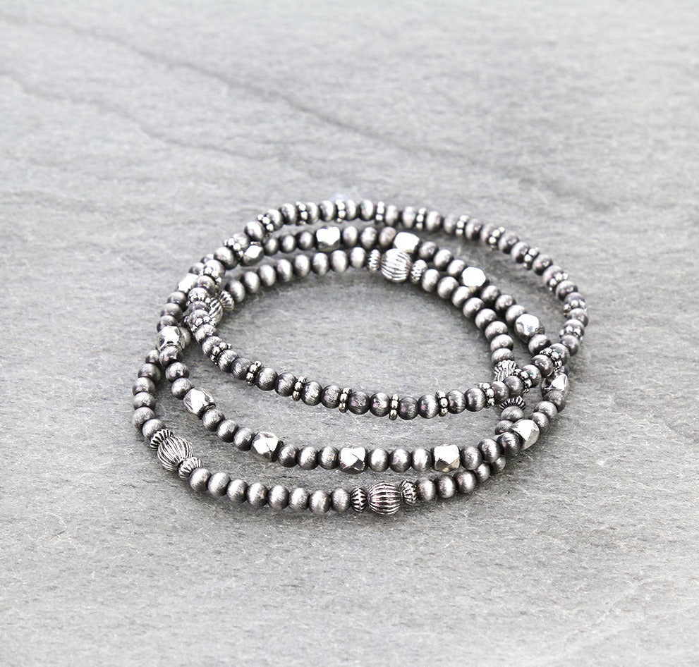 Harding Fashion Navajo & Decorative Bead Stretch Bracelet Set