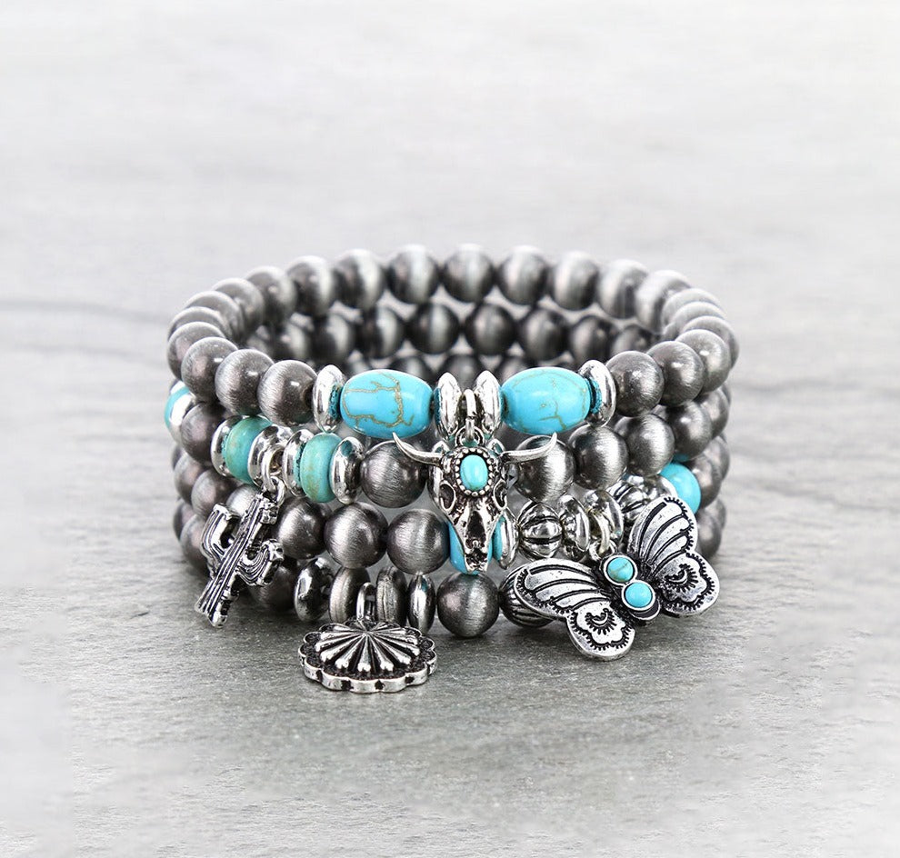 Cibola Fashion Navajo Stackable Charm Bracelets - Turquoise
