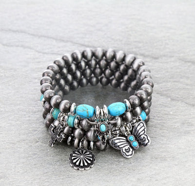 Cibola Fashion Navajo Stackable Charm Bracelets - Turquoise