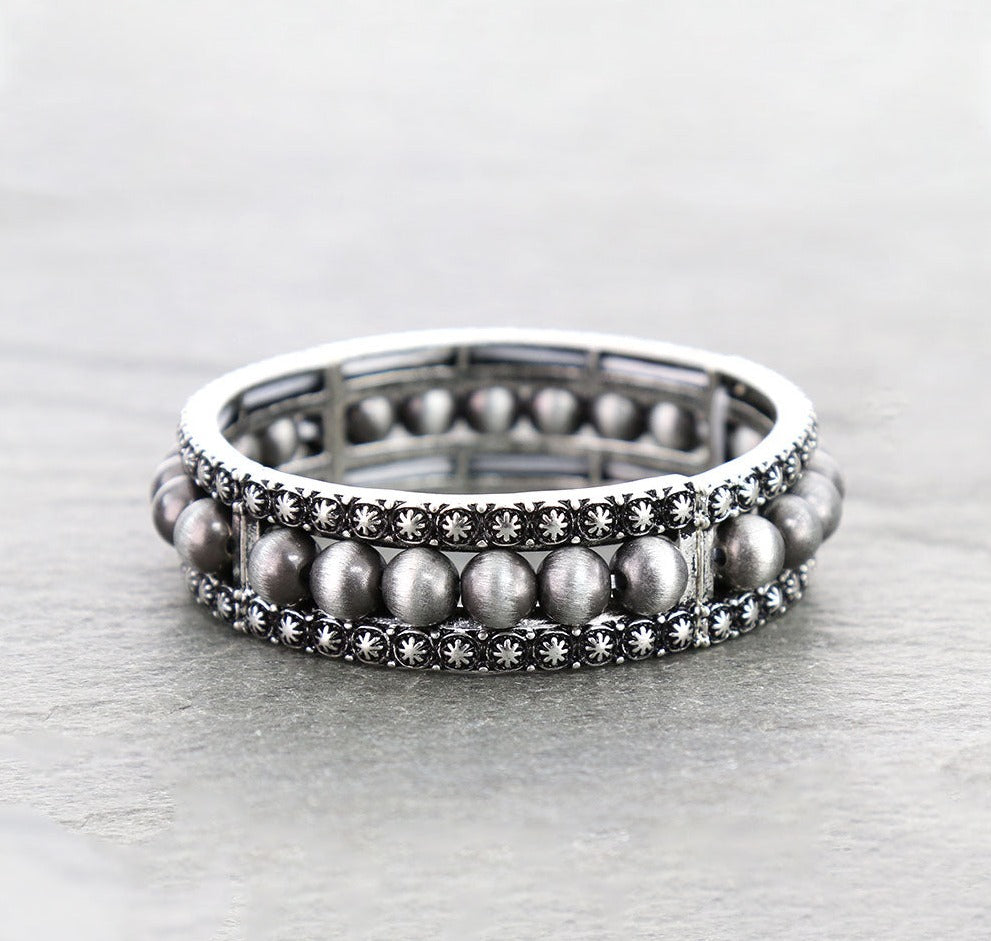 Chaves Fashion Navajo Burst Double Stretch Bracelet - Silver