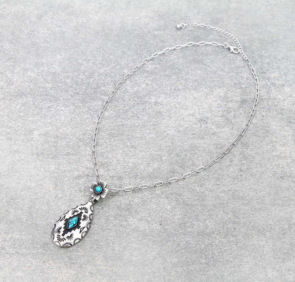 Blitz Aztec Dark Background Necklace - 18"