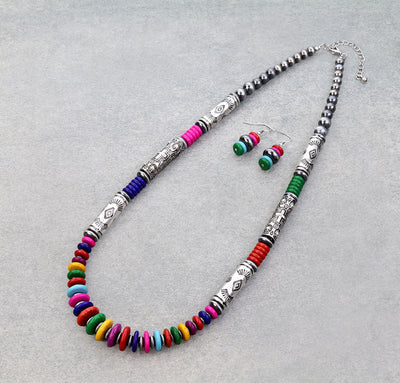 Crosstrain Fashion Stamped Cylinder Bead & Saucer Necklace Or Earrings