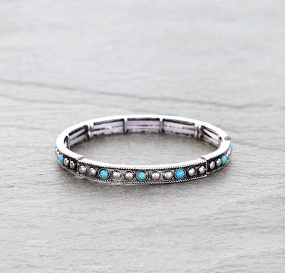 Burst Your Bubble Turquoise & Silver Stretch Bracelets