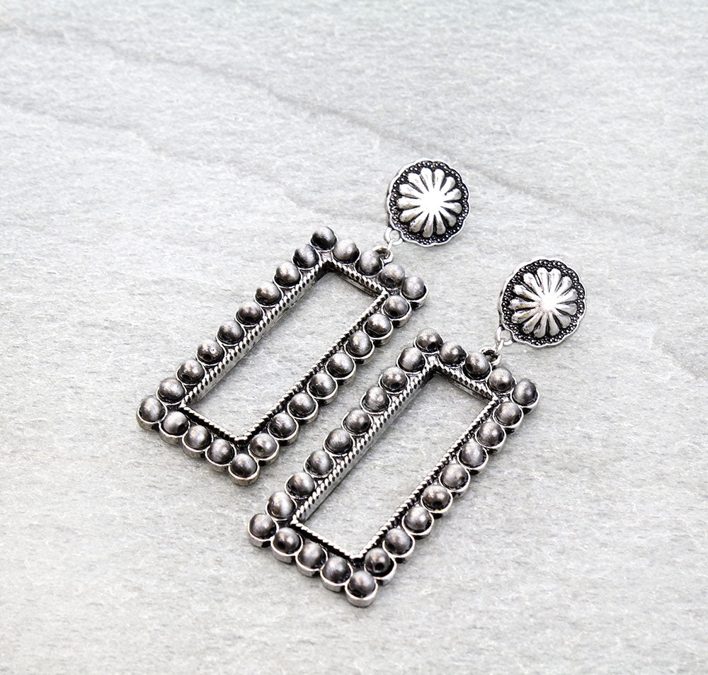 Lorena Concho Post Beaded Rectangle Earrings