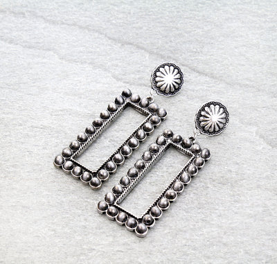 Lorena Concho Post Beaded Rectangle Earrings