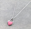 Silver Arrow Stone Heart Necklace & Earrings - Turquoise & Pink
