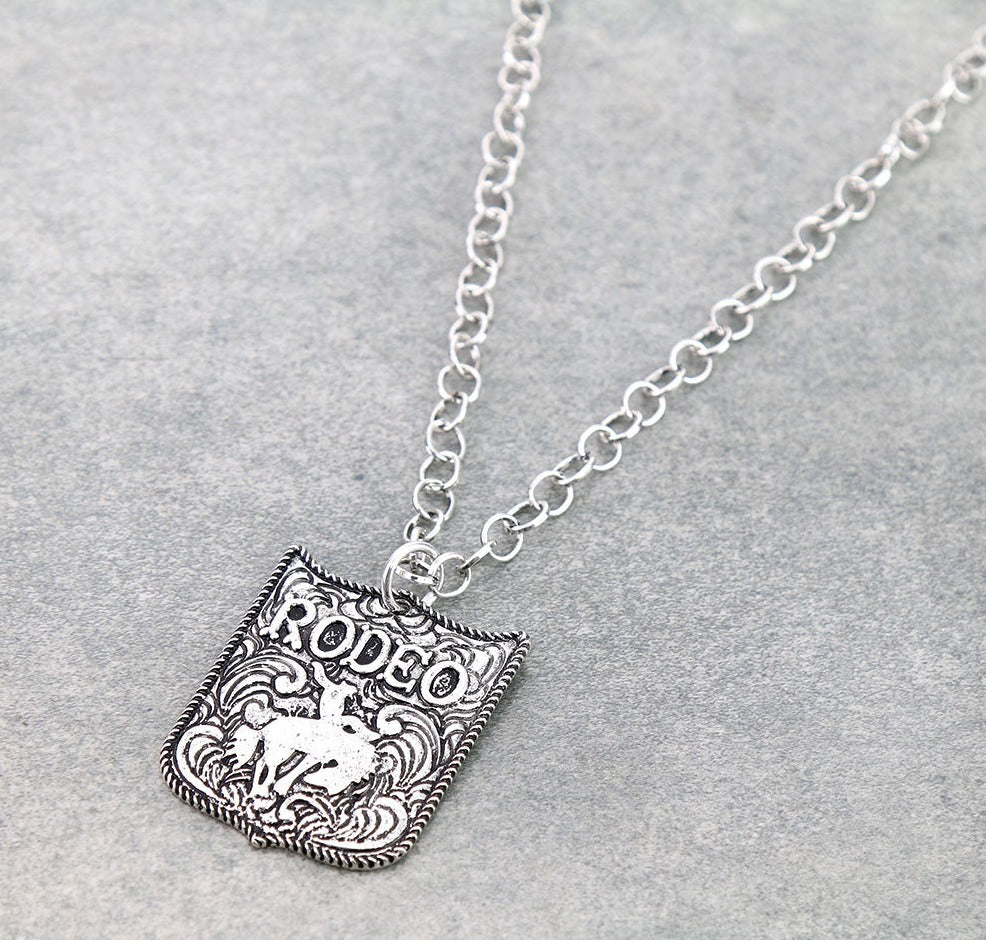 Bronc Rider Fashion Stamped Rodeo Necklace, Earrings or Ring