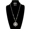 Aurora Fashion Navajo Cylinder Bead Necklace With Triangle Pendant & Flute Earrings - 28"