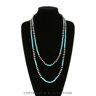 Brietta Navajo pearl & Bead Necklace - 60"