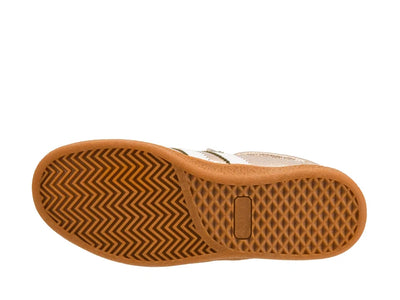 Brown shoe sole with textured pattern on a white background