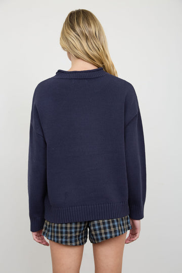 TEDDY BEAR CREW NECK INTARSIA KNIT SWEATER