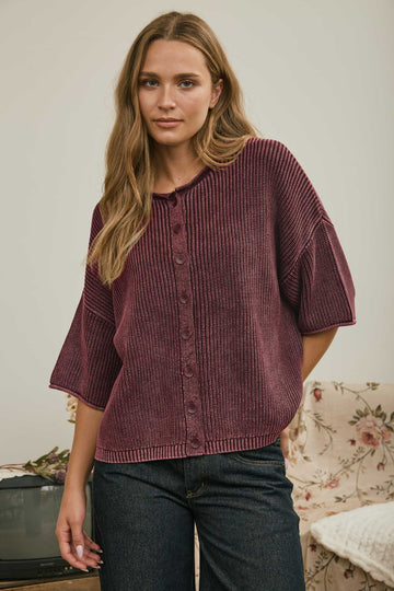 Burgundy or Navy Button Down Cardigan