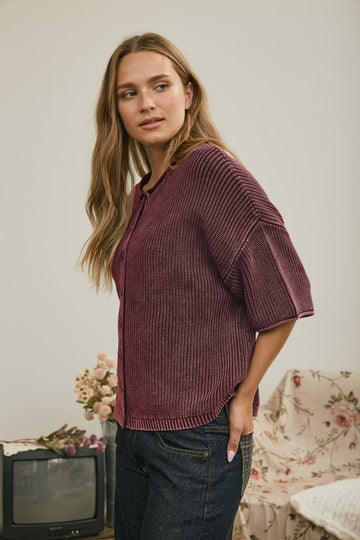 Burgundy or Navy Button Down Cardigan