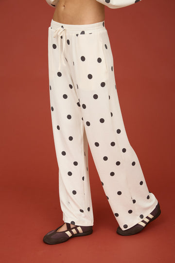 POLKA DOT TEXTURED LONG SLEEVE CREW KNIT TOP or Bottom
