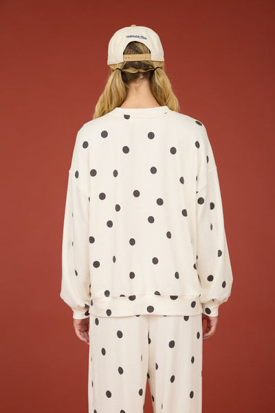 POLKA DOT TEXTURED LONG SLEEVE CREW KNIT TOP or Bottom
