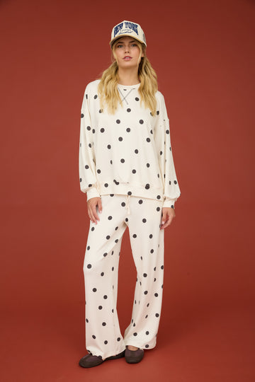 POLKA DOT TEXTURED LONG SLEEVE CREW KNIT TOP or Bottom