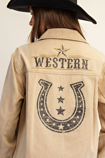 Snow Washed Western Graphic Back Jacket