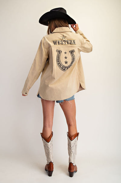 Snow Washed Western Graphic Back Jacket