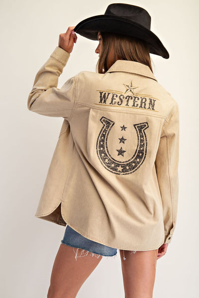 Snow Washed Western Graphic Back Jacket