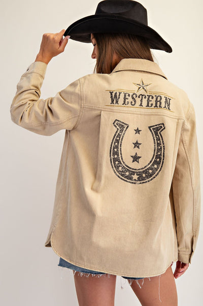 Snow Washed Western Graphic Back Jacket