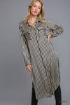 Striped Long Sleeve Button Down Midi Dress