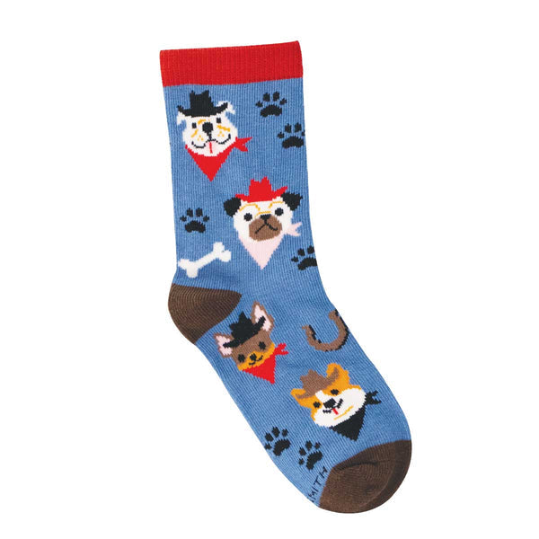 Saddle Up Pups Kid Socks - Blue