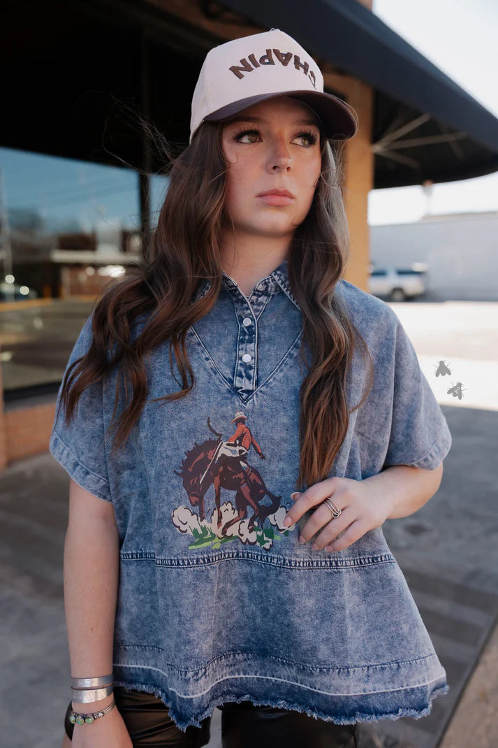 Mane Attraction Boxy Denim Top