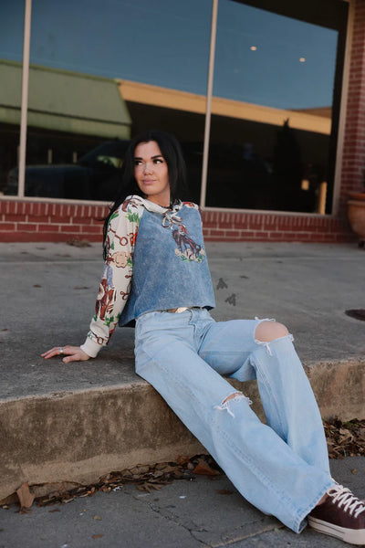 Vintage Ranch Cropped Hoodie