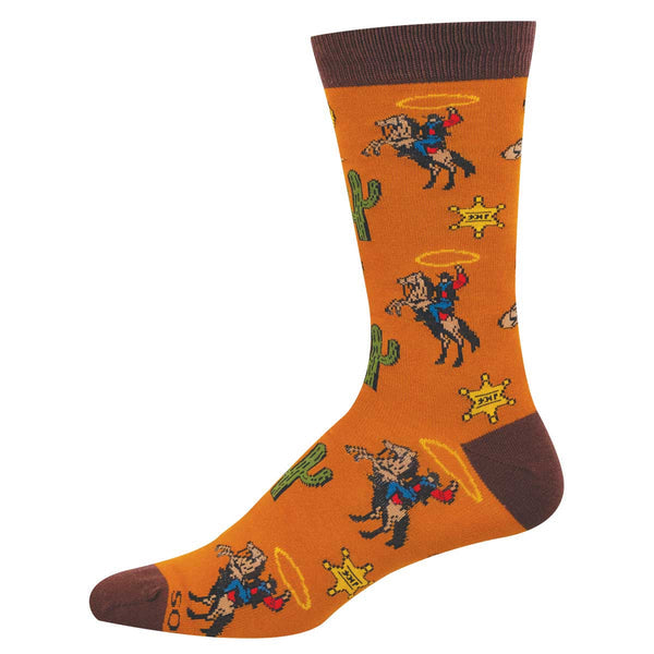 Wild West Bamboo Crew Socks - Burnt Orange
