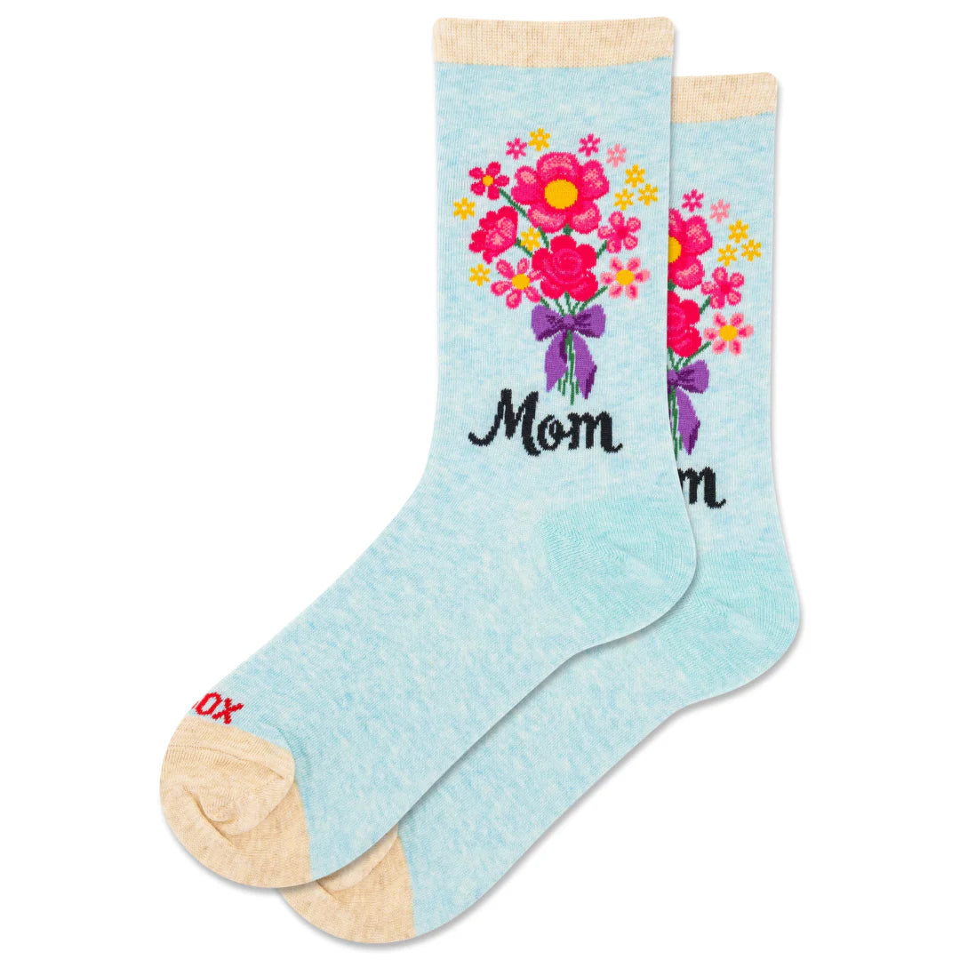 Women's Mom Floral Crew Socks - Mint Melange