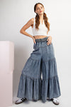 Finn Snow Washed Tiered Wide Leg Pants