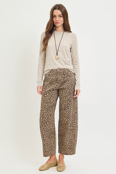 Leopard Slouchy Crop Barrel Print Pants