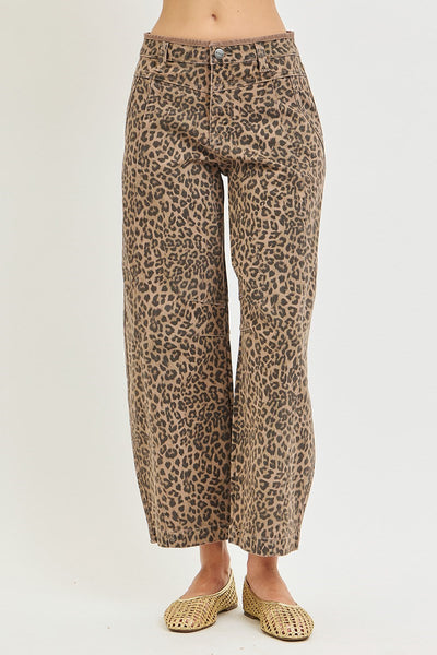Leopard Slouchy Crop Barrel Print Pants