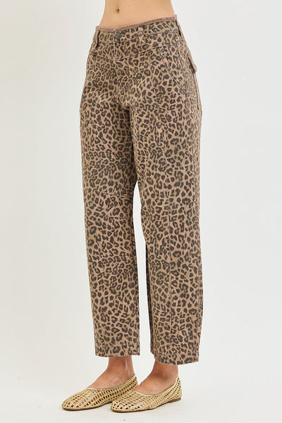 Leopard Slouchy Crop Barrel Print Pants