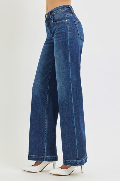 Tummy Control Mid Rise Wide Leg Jean