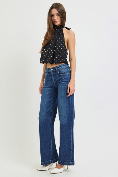 Tummy Control Mid Rise Wide Leg Jean